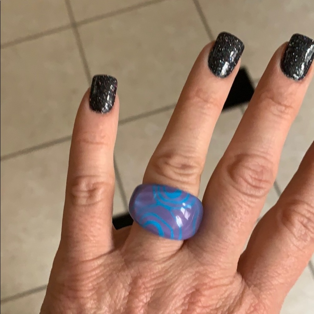 Purple & Blue Swirl Resin Ring Size 7